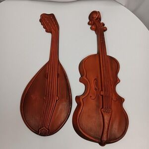 Burnt Sienna Cast Iron Violin & Madolin [1259]